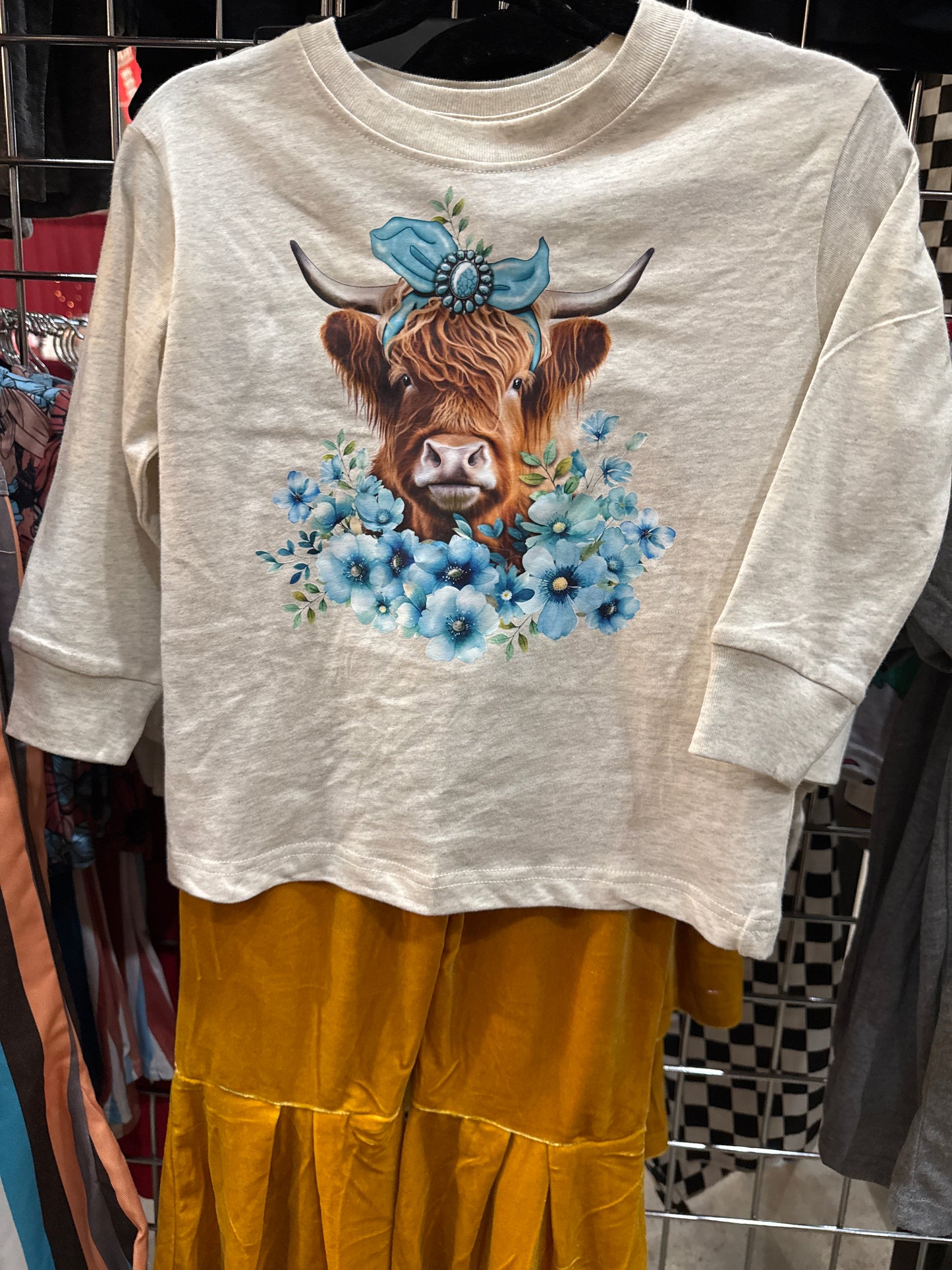 Turquoise Cow Tee