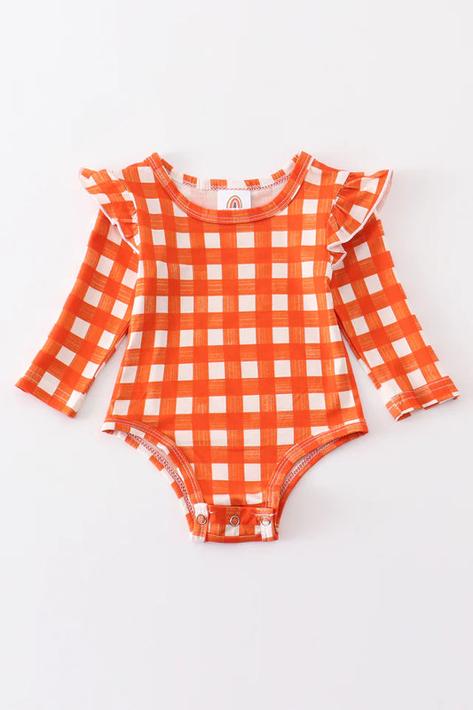 Orange Fall Plaid Onesie