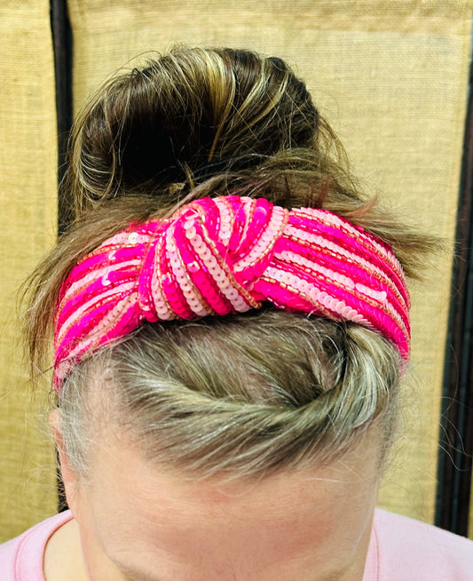 Hand Beaded Pink Head band