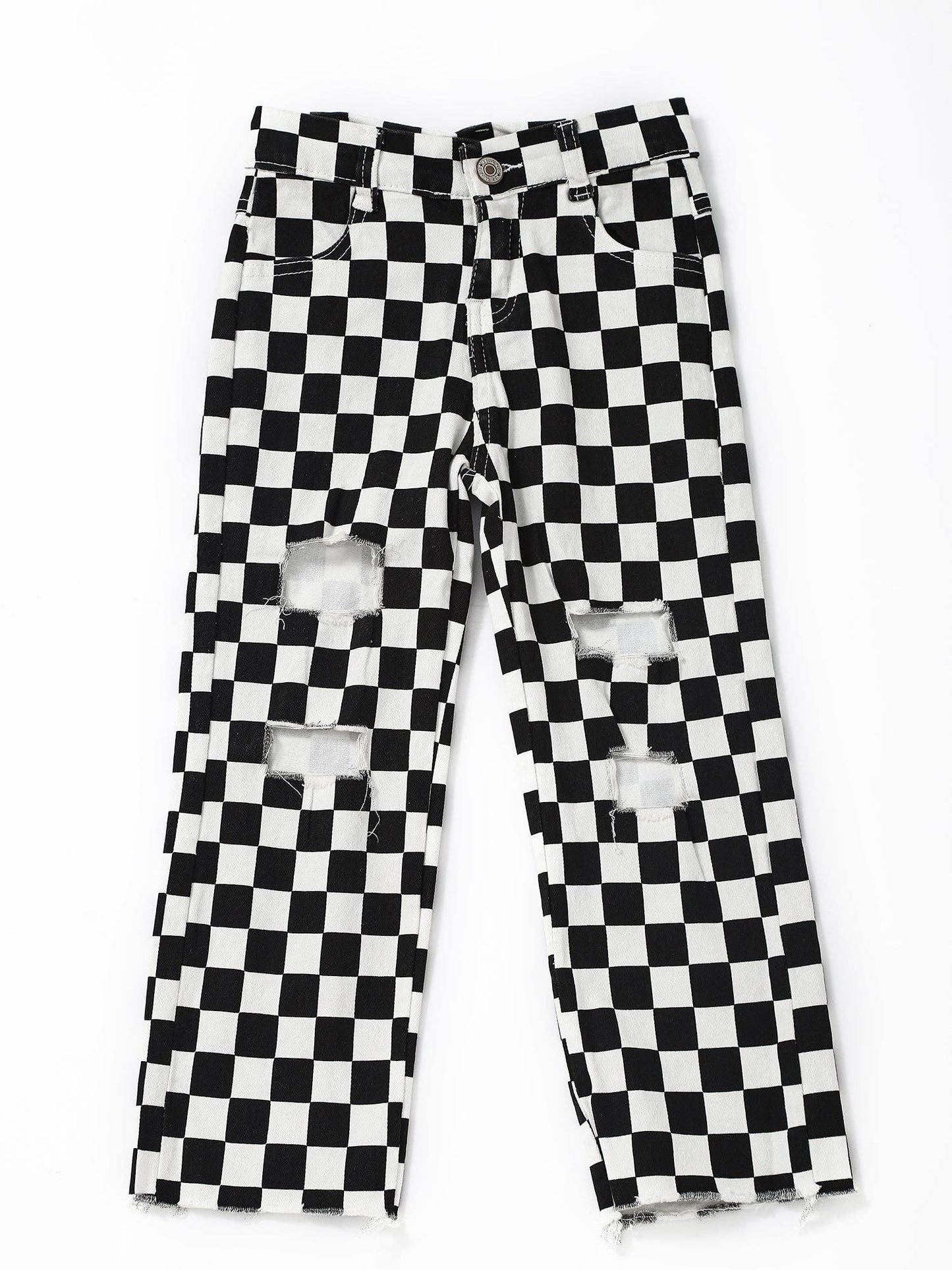 Black Checked Boys Jeans