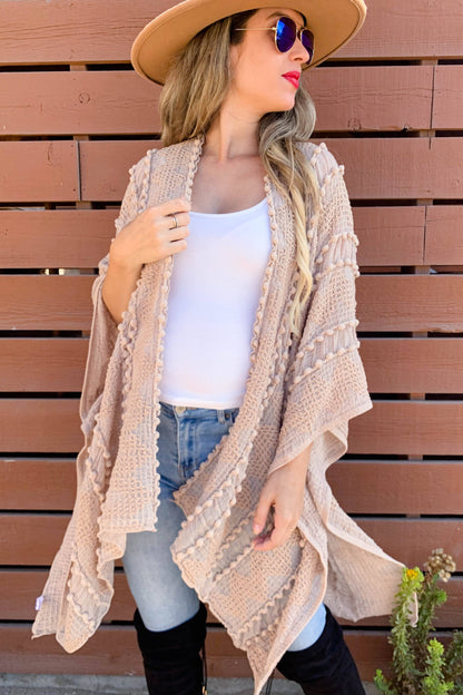 Taupe Textured Kimono