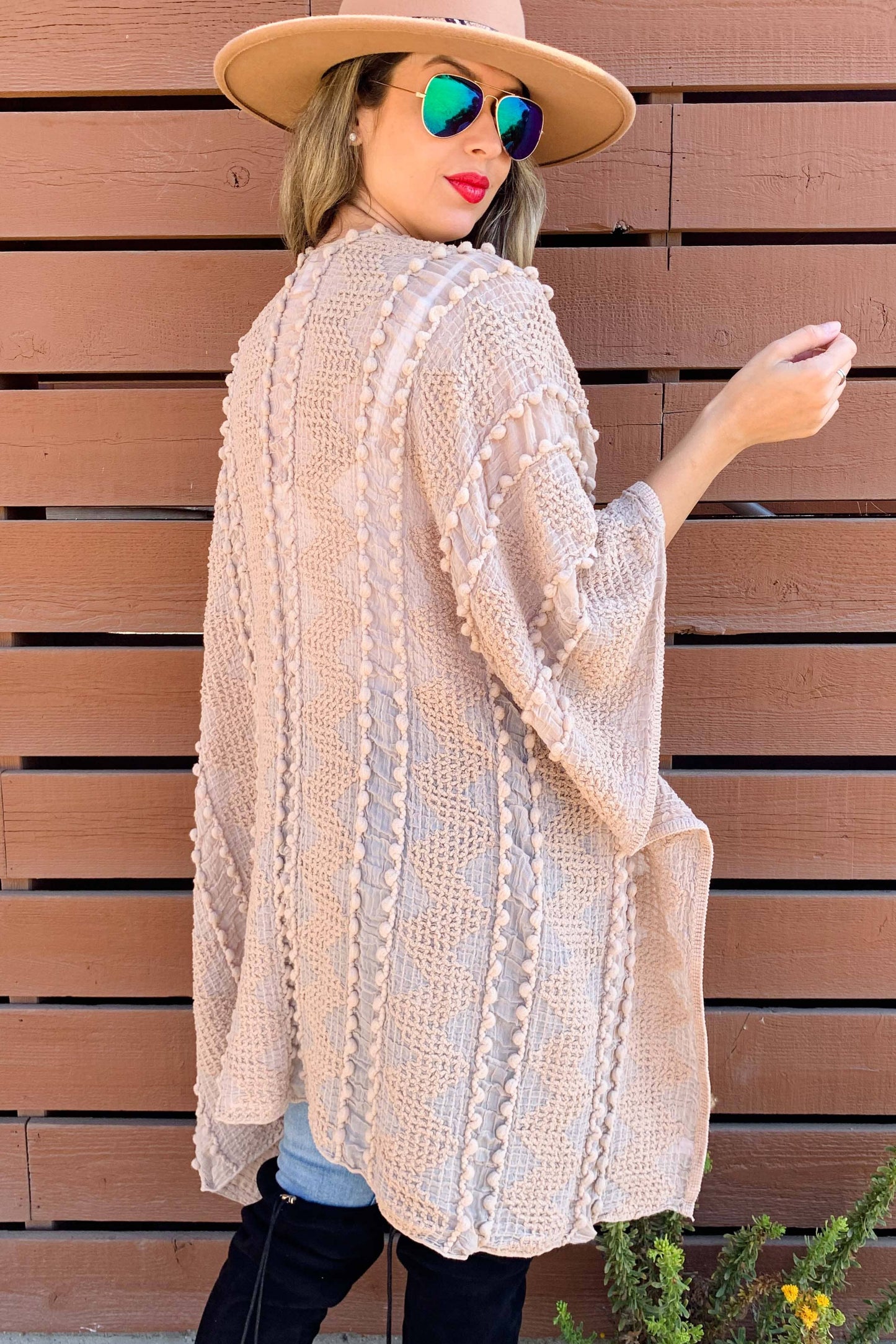 Taupe Textured Kimono