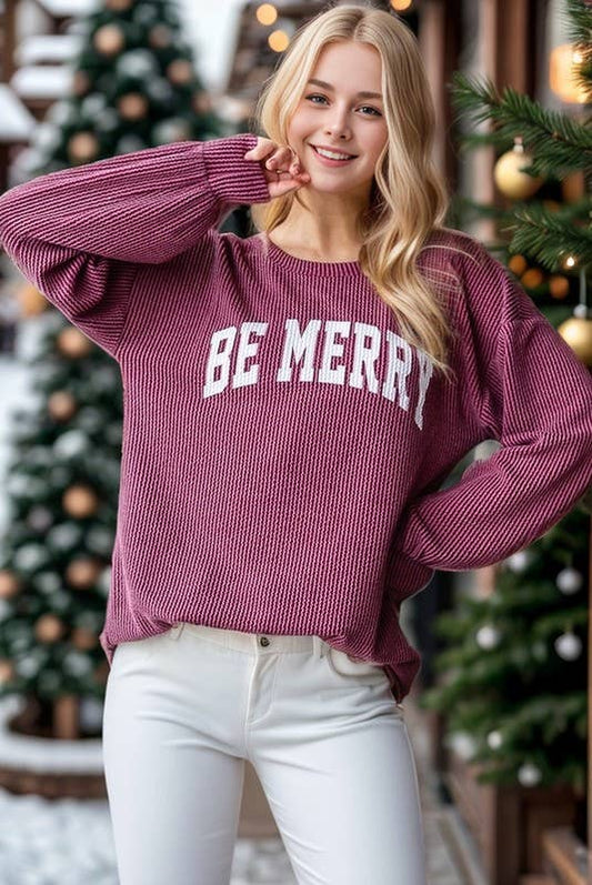 Be Merry Ribbed Top