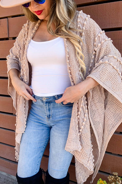 Taupe Textured Kimono